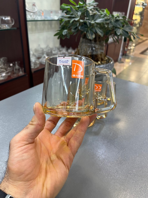 لیوان بلور دسته دار شامپاینی DELI(دست ۶ عددی)