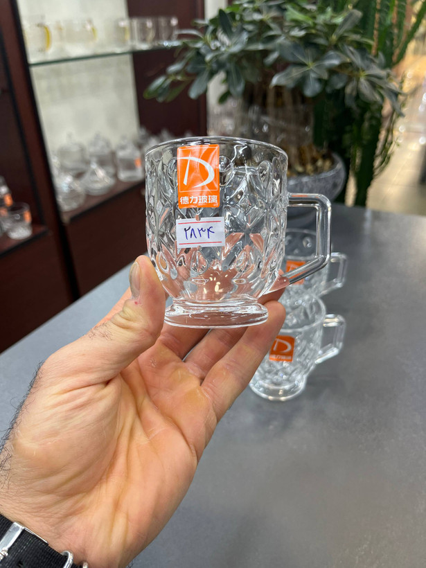 فنجان بلور DELI طرحدار (دست ۶ عددی)