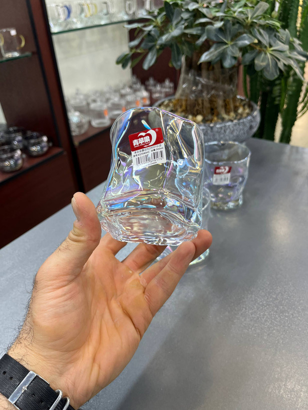 لیوان بلور دفرمه ۷ رنگ دلیDeli(دست ۶ عددی)