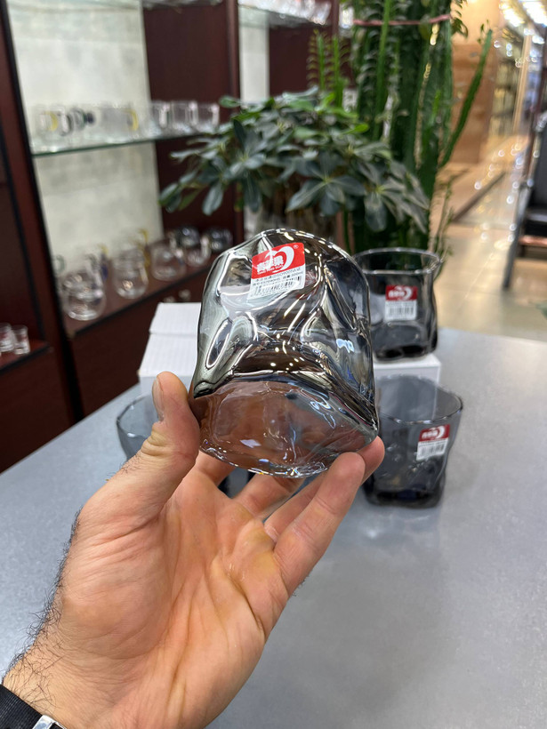 لیوان بلور دفرمه دودی دلی DELI(دست ۶ عددی)
