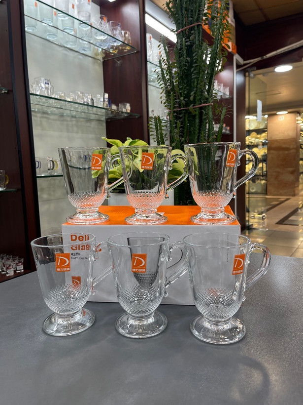 لیوان بلور دسته دار دلیDELI(دست ۶ عددی)