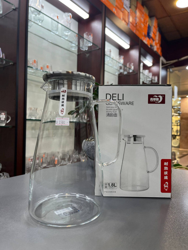 پارچ ساده پیرکس درب استیل دلیDELI
