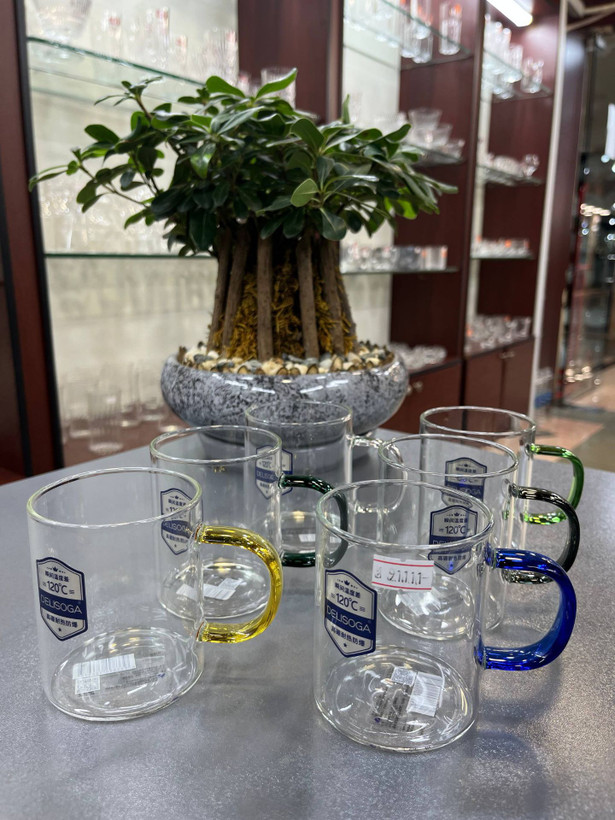 لیوان پیرکس دسته رنگی دلی DELI(دست ۶ عددی)