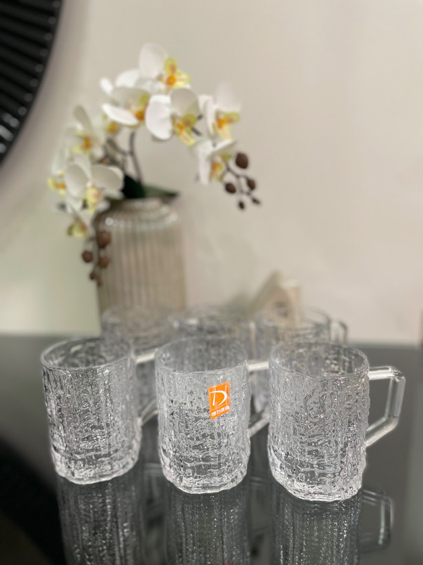لیوان بلور دسته دار یخی DELI(دست ۶ عددی)