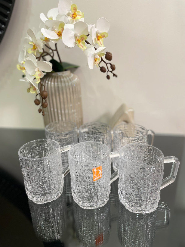 لیوان بلور دسته دار یخی DELI(دست ۶ عددی)