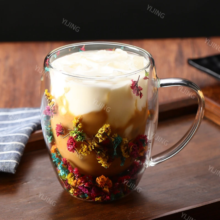 لیوان پیرکس 2 جداره گلدار (تک جعبه)