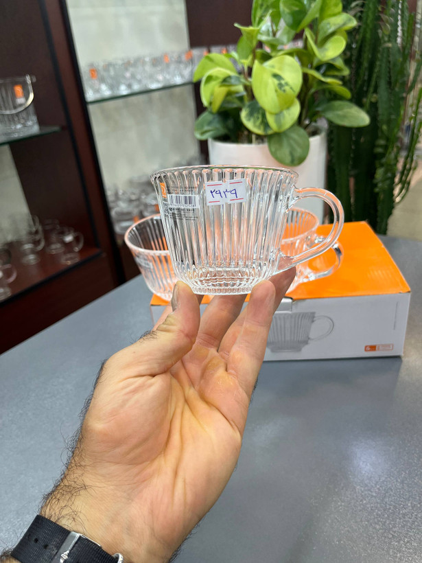 فنجان بلور راه راه دلی DELI (دست ۶ عددی)