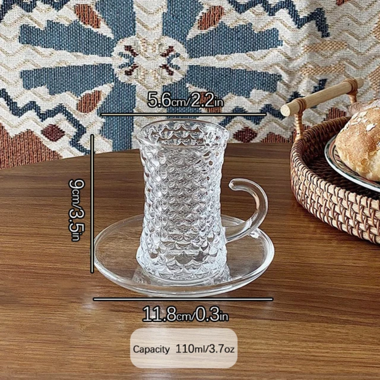 فنجان و نعلبکی بلور دلیDELI دست ۶ عددی