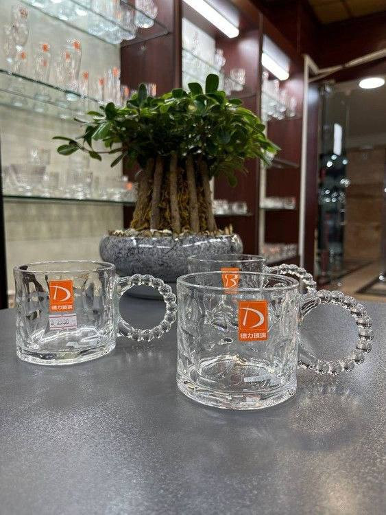 لیوان بلور دسته مرواریدی دلیDELI (دست ۶ عددی)