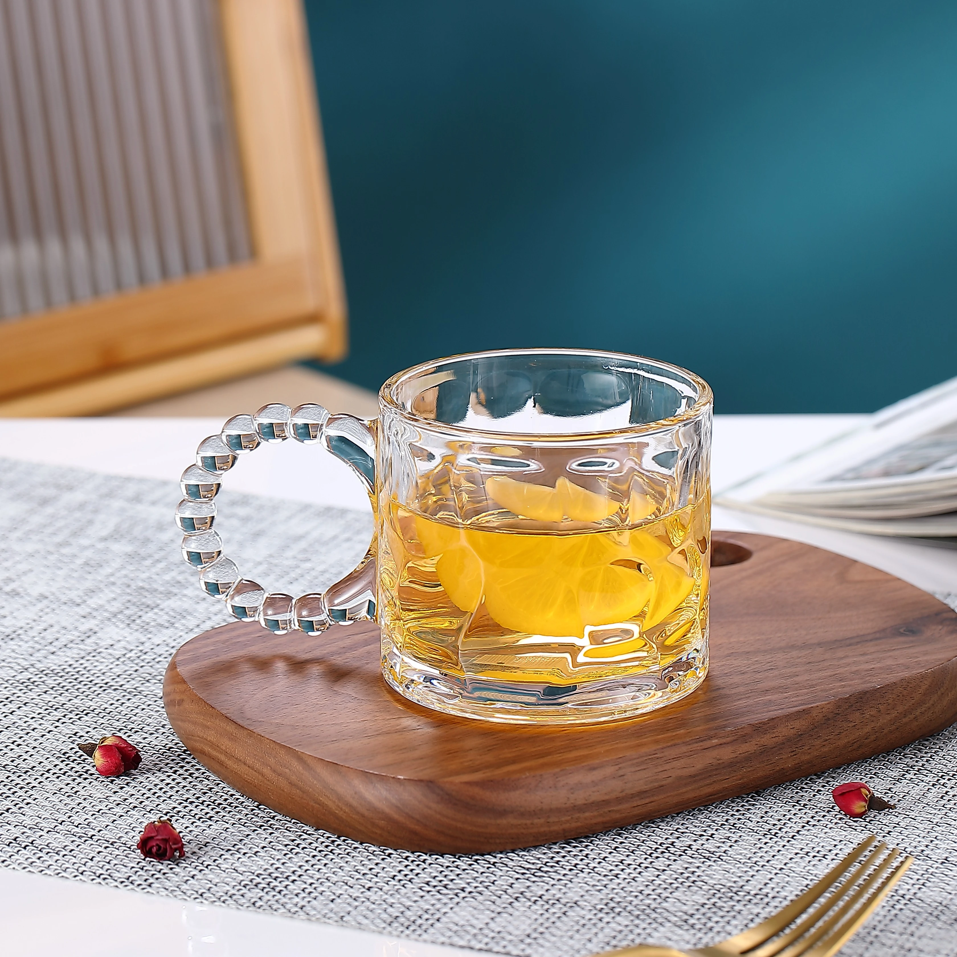 لیوان بلور دسته مرواریدی دلیDELI (دست ۶ عددی)